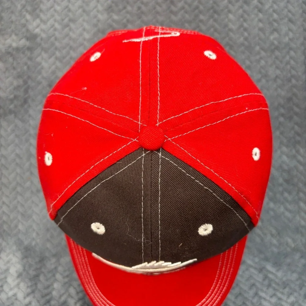 FLW Outdoors Fishing Hat Red Charcoal Grey Adjustable Baseball Cap Embroidered